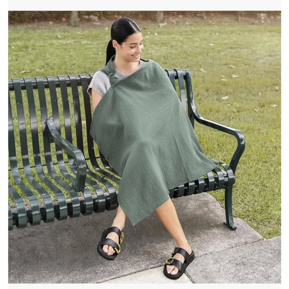 NWT Comfy Cubs Muslin Nursing Cover 100% Cotton Fern Green - Picture 5 of 5